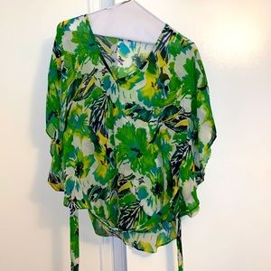 Charlotte Russe Tropical Green Semi-sheer Top